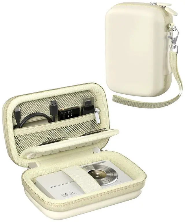 Main image of Digital Camera Case for KODAK Pixpro, Compact Travel Bag -Cream | Vlogging Camera for CAMKORY/Lecran/Lecnippy/Froitx/aycy/FJFJOPK/KODAK PIXPRO FZ55/FZ45 4K, Mesh Pocket for Batteries, SD Card