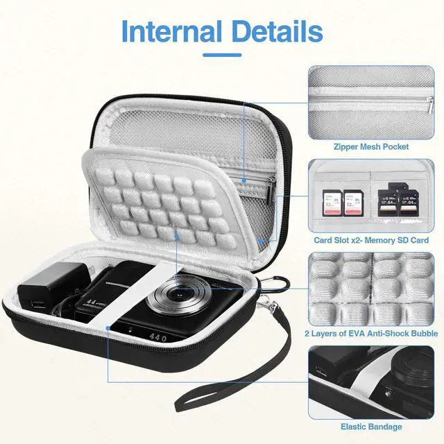 Alt view image 2 of 7 - Black Digital Camera Case Small Camera Bag Fit Camera Size<6"x4"x0.9"