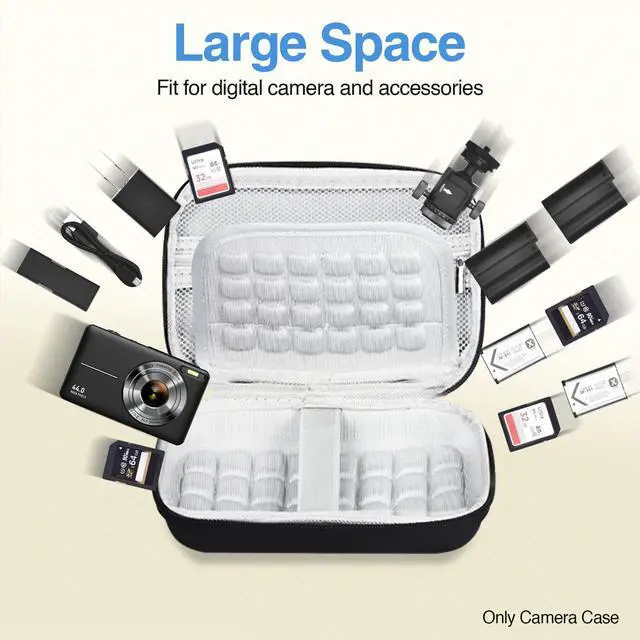 Alt view image 6 of 7 - Black Digital Camera Case Small Camera Bag Fit Camera Size<6"x4"x0.9"