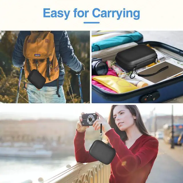 Alt view image 7 of 7 - Black Digital Camera Case Small Camera Bag Fit Camera Size<6"x4"x0.9"