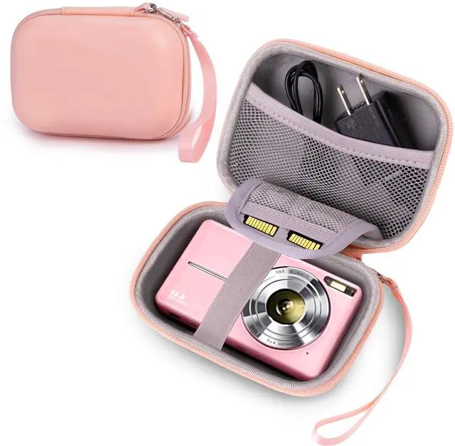 Main image of Digital Camera Case Compatible with KODAK PIXPRO FZ55 FZ45 /CAMKORY/CANON IXUS/SONY DSC W830 W800 - Hard Shell Protective Compact Camera Pouch for Vlogging & Travel,Small Carrying Pouch(Pink)