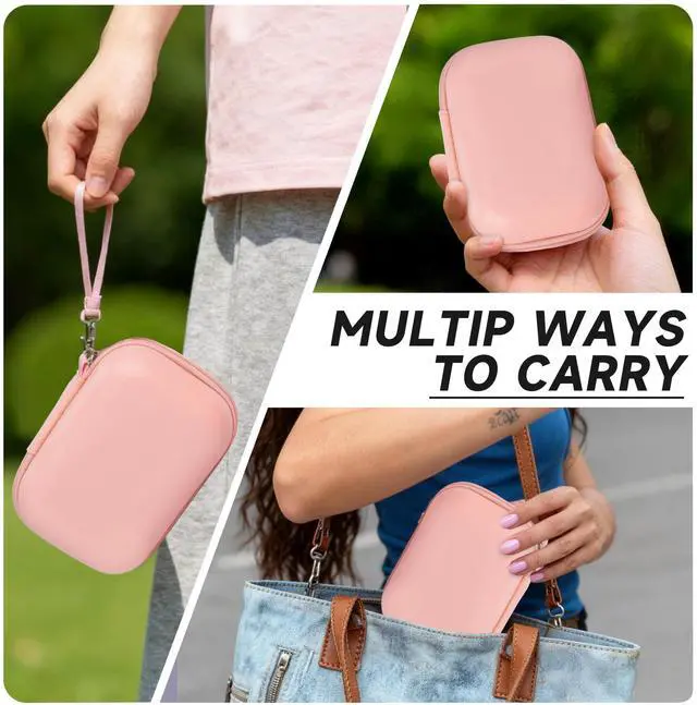 Alt view image 6 of 7 - Digital Camera Case Compatible with KODAK PIXPRO FZ55 FZ45 /CAMKORY/CANON IXUS/SONY DSC W830 W800 - Hard Shell Protective Compact Camera Pouch for Vlogging & Travel,Small Carrying Pouch(Pink)