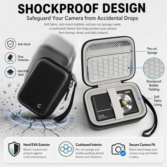 Alt view image 6 of 7 - Digital Camera Case for Kodak PIXPRO FZ55/FZ45/ for CAMKORY, Black