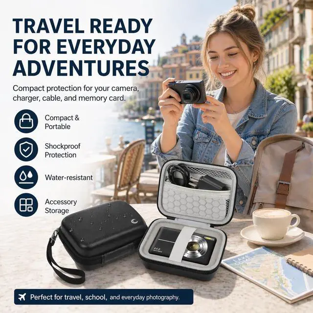 Alt view image 7 of 7 - Digital Camera Case for Kodak PIXPRO FZ55/FZ45/ for CAMKORY, Black