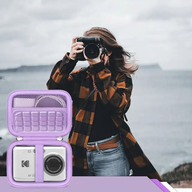 Alt view image 7 of 7 - Case for KODAK PIXPRO FZ55/ FZ45/ C1/ FZ53/ FZ43 Digital Camera | Vlogging Camera Hard Carrying Case Protective Travel Bag, Mesh Pocket for Charger, USB Cable, Batteries and SD Card, Purple