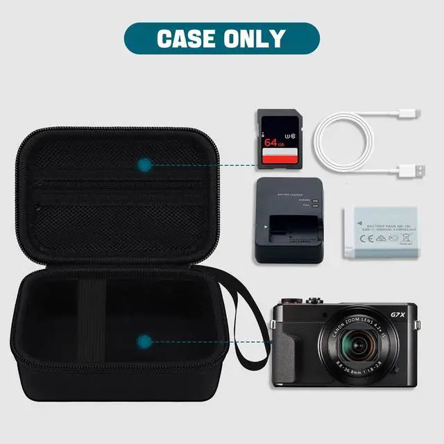 Alt view image 2 of 7 - Hard Case for Canon G7X Mark III/II/ SX740 HS Digital Camera, Black