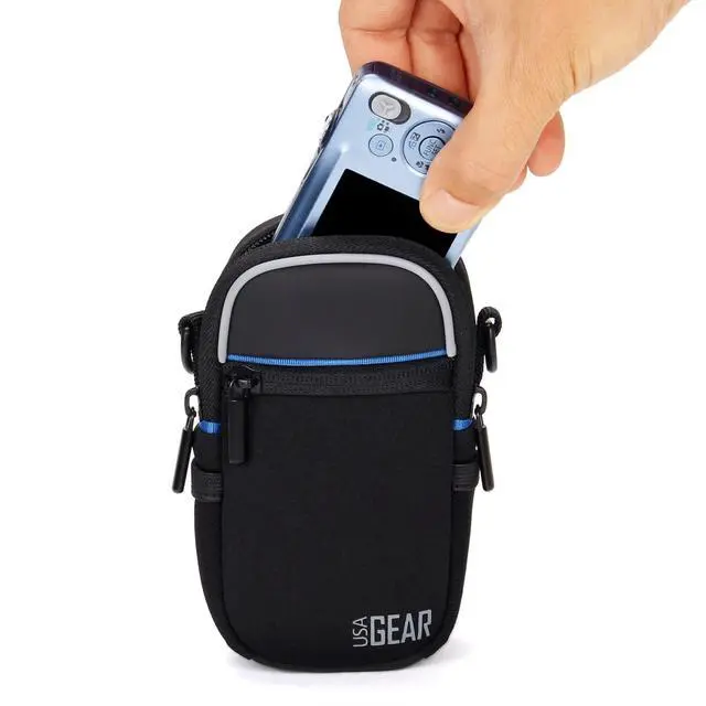Alt view image 4 of 7 - Compact Point and Shoot Camera Case Small Digital Camera Pouch with Accessory Pockets and Shoulder Strap - Compatible with Sony CyberShot, Canon G7X Mark iii, ii, Nikon COOLPIX & More (Black)