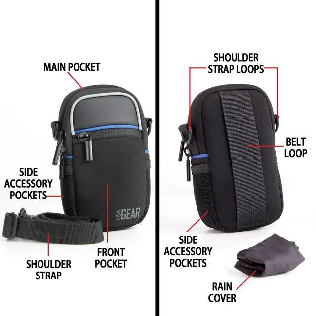 Alt view image 3 of 7 - Compact Point and Shoot Camera Case Small Digital Camera Pouch with Accessory Pockets and Shoulder Strap - Compatible with Sony CyberShot, Canon G7X Mark iii, ii, Nikon COOLPIX & More (Black)