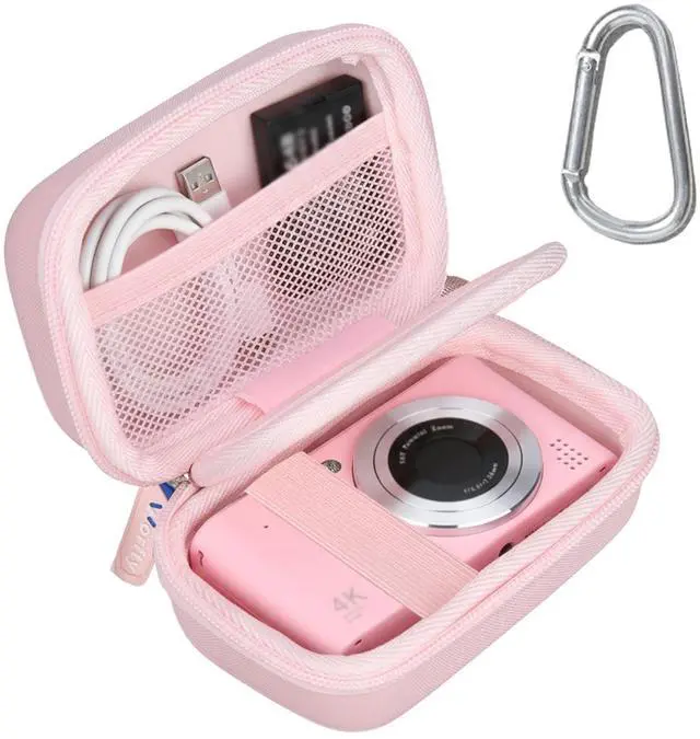 Main image of Digital Camera Case for FJFJOPK/for Lecnippy 4K Vlogging Camera/SECHKISS/Fleafer Upgrade FHD 1080P Digital Camera with Mesh Pocket for Accessories SD Card Cable (Case Only) (Pink)