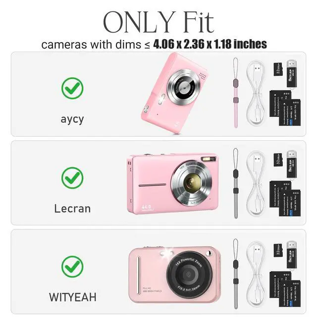 Alt view image 2 of 7 - Digital Camera Case for FJFJOPK/for Lecnippy 4K Vlogging Camera/SECHKISS/Fleafer Upgrade FHD 1080P Digital Camera with Mesh Pocket for Accessories SD Card Cable (Case Only) (Pink)