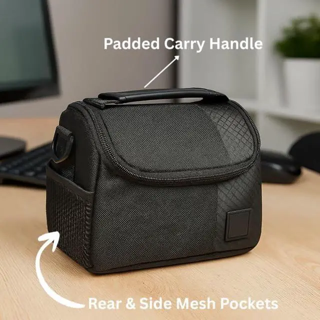 Alt view image 7 of 7 - Small Padded Camera Bag with Shoulder Strap Compact DSLR & Mirrorless Camera Carrying Case, Lightweight Protective Crossbody Case