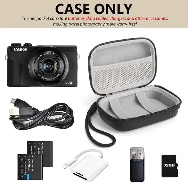 Alt view image 3 of 7 - Digital Camera Case for Canon G7X Mark II III, Case Only, Black