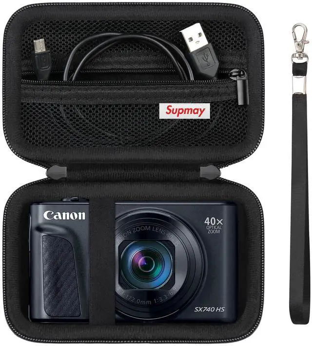 Main image of Hard Carrying Case for Canon PowerShot SX740 HS/ SX730 HS/ SX720 HS/ SX620 HS/ G7 X Mark III/ G7 X Mark II Digital Camera, Storage Holder Travel Bag with Mesh Pocket for Battery Pack, Black
