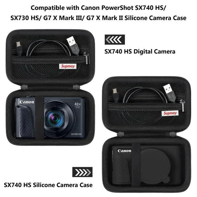 Alt view image 3 of 7 - Hard Carrying Case for Canon PowerShot SX740 HS/ SX730 HS/ SX720 HS/ SX620 HS/ G7 X Mark III/ G7 X Mark II Digital Camera, Storage Holder Travel Bag with Mesh Pocket for Battery Pack, Black