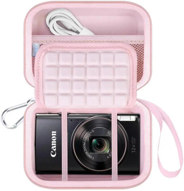 Main image of Camera Carrying Case for Canon PowerShot ELPH 360/200/185/180/190/350, Sony Cyber-Shot DSC-W830/WX350/WX500/W810/W800 Digital Camera, Hard EVA Protective Camera Storage Trave Bag, Pink