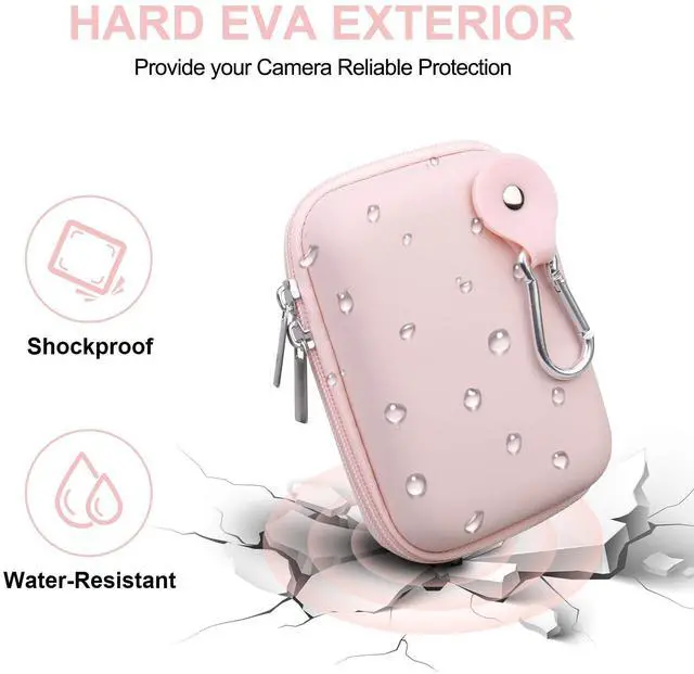 Alt view image 5 of 7 - Camera Carrying Case for Canon PowerShot ELPH 360/200/185/180/190/350, Sony Cyber-Shot DSC-W830/WX350/WX500/W810/W800 Digital Camera, Hard EVA Protective Camera Storage Trave Bag, Pink