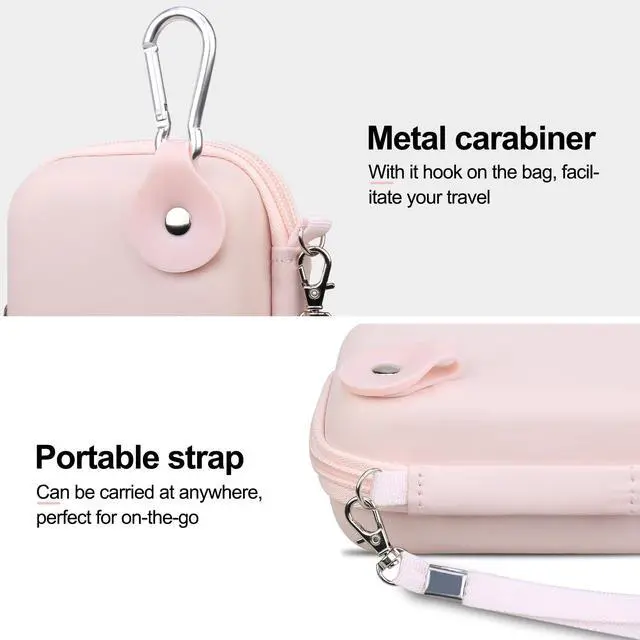 Alt view image 6 of 7 - Camera Carrying Case for Canon PowerShot ELPH 360/200/185/180/190/350, Sony Cyber-Shot DSC-W830/WX350/WX500/W810/W800 Digital Camera, Hard EVA Protective Camera Storage Trave Bag, Pink
