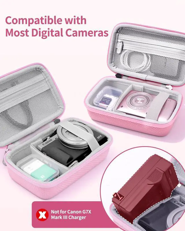 Alt view image 2 of 7 - Camera Case for Canon G7 X Mark III with SD Card Storage (Pink)