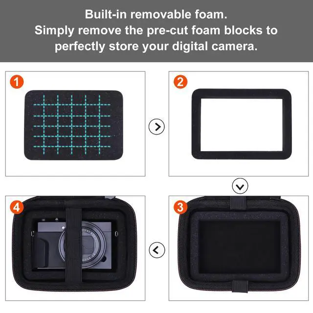 Alt view image 4 of 7 - Camera Case Bag Compatible with Canon PowerShot G7 X Mark III, Mark II, SX740 HS, Sony ZV-1, KODAK PIXPRO WPZ2 Digital 4K Vlogging Camera, Point and Shoot 4K Video Camera Bag, Black (Case Only)