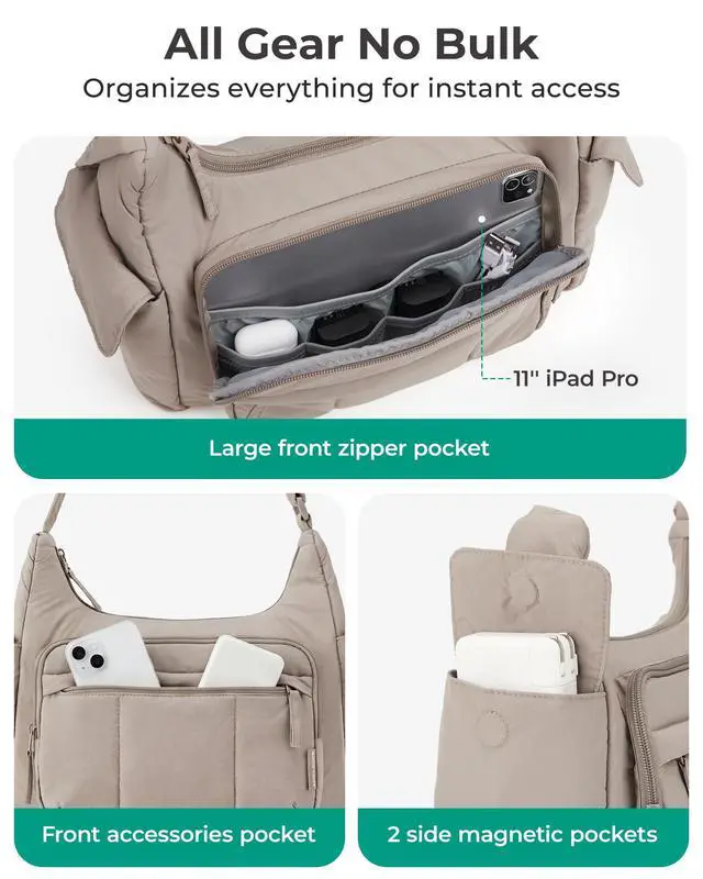 Alt view image 3 of 7 - 2 in 1 Puffy Camera Bag for Photographer Everyday Shoulder Bag
