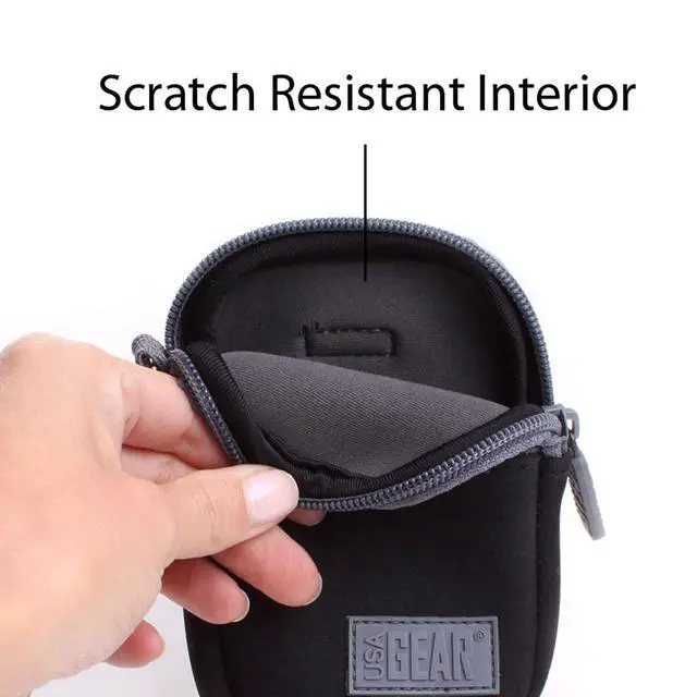 Alt view image 4 of 7 - Small Camera Pouch with Wrist Strap, Belt Loop - Small Digital Camera Case Fits Canon Powershot, Sony Cybershot, Nikon Coolpix, Kodak PIXPRO, Lumix zs99 - Fits 4.5 Inch Models (Black)