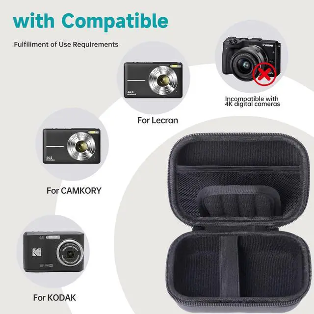 Alt view image 2 of 7 - Digital Camera Case Compatible with KODAK PIXPRO FZ55 FZ45 /CAMKORY/CANON IXUS/SONY DSC W830 W800 - Hard Shell Protective Compact Camera Pouch for Vlogging & Travel,Small Carrying Pouch(Black)