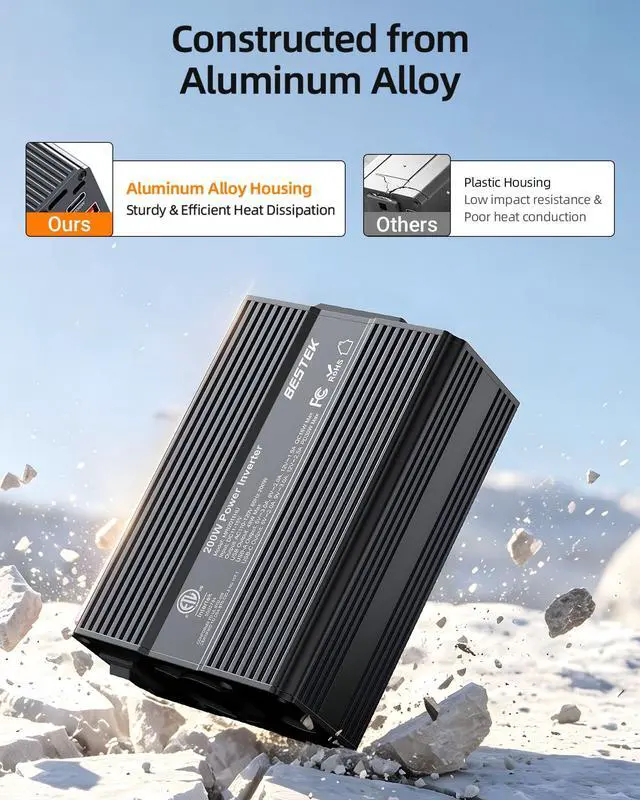 Alt view image 4 of 7 - 200W Car Inverter Power Outlet 12V to 110V Cigarette Lighter Adapter | DC 12V to AC 110V-Car Plug in Adapter Outlet with PD 30W USB-C QC 18W USB-A Fast Charging Port-Car Charger for Phone,Laptop
