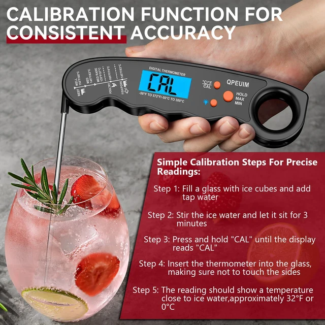 Alt view image 6 of 7 - Meat Thermometer Digital Instant Read, Food, Cooking, Grilling | Waterproof, Backlight, For Grilling, BBQ, Deep Fry, Turkey, Candy Black