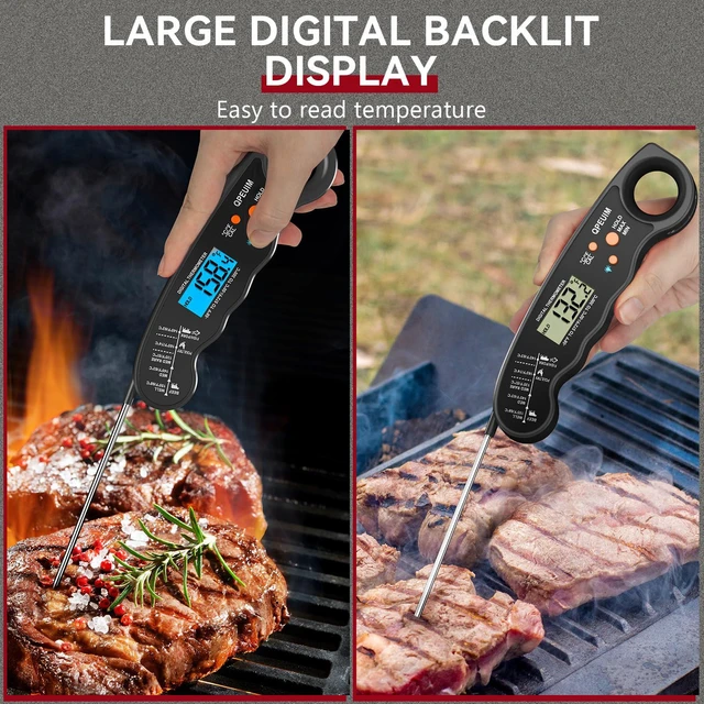 Alt view image 7 of 7 - Meat Thermometer Digital Instant Read, Food, Cooking, Grilling | Waterproof, Backlight, For Grilling, BBQ, Deep Fry, Turkey, Candy Black