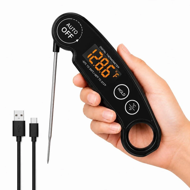 Main image of Instant Read Food Thermometer Rechargeable Meat Thermometer Digital Kitchen Thermometer - Fast & Accurate Food Thermometer for Cooking, Grill Thermometer, Birthday Gift for Husband, Dad, Men