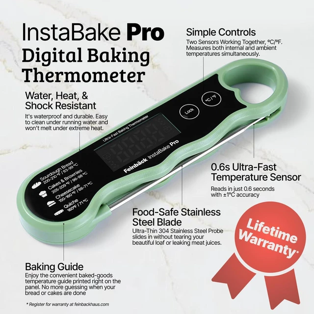 Alt view image 2 of 7 - Pro Instant Read Food Thermometer for Cooking Sourdough Bread Baking | Rechargeable Rotating Screen | Digital Meat Thermometer Kitchen Gadget Grill Accessories | Water-Resistant (Olive Green)