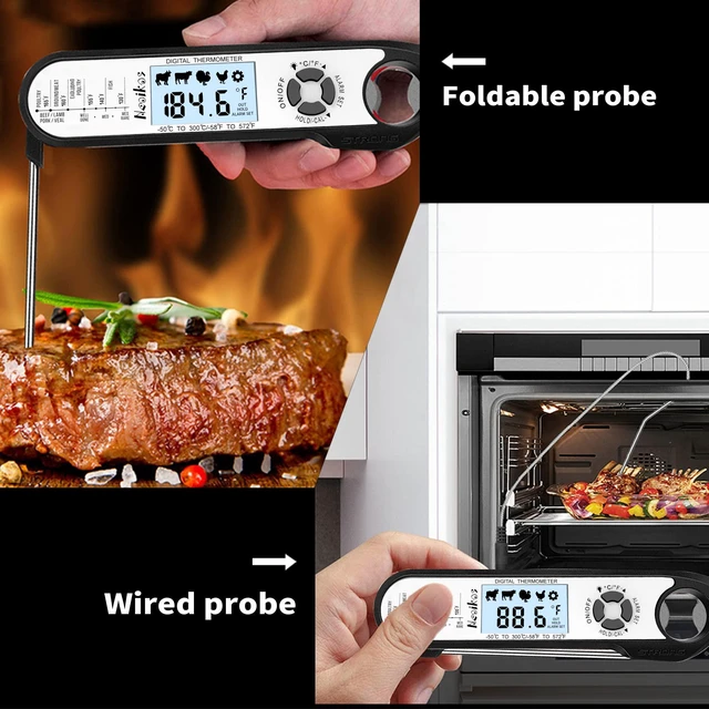 Alt view image 2 of 7 - Digital Meat Food Thermometer - 2~3S Instant Read Cooking Thermometer, Backlight, Built-in Magnet, Calibration, Foldable Probe for Kitchen Deep Fry BBQ Grill Roast Turkey