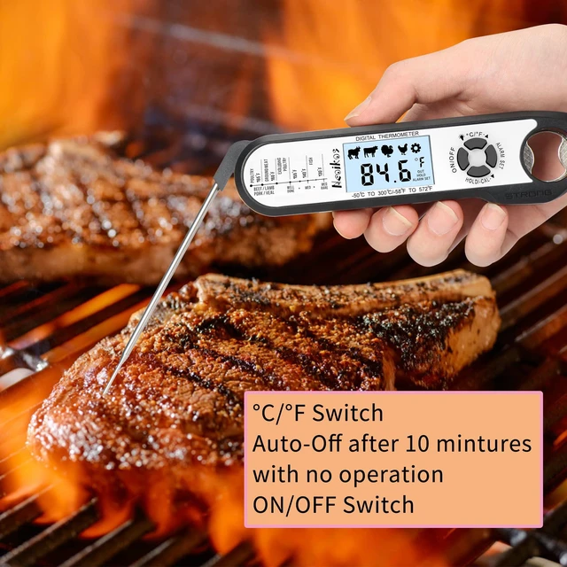Alt view image 5 of 7 - Digital Meat Food Thermometer - 2~3S Instant Read Cooking Thermometer, Backlight, Built-in Magnet, Calibration, Foldable Probe for Kitchen Deep Fry BBQ Grill Roast Turkey