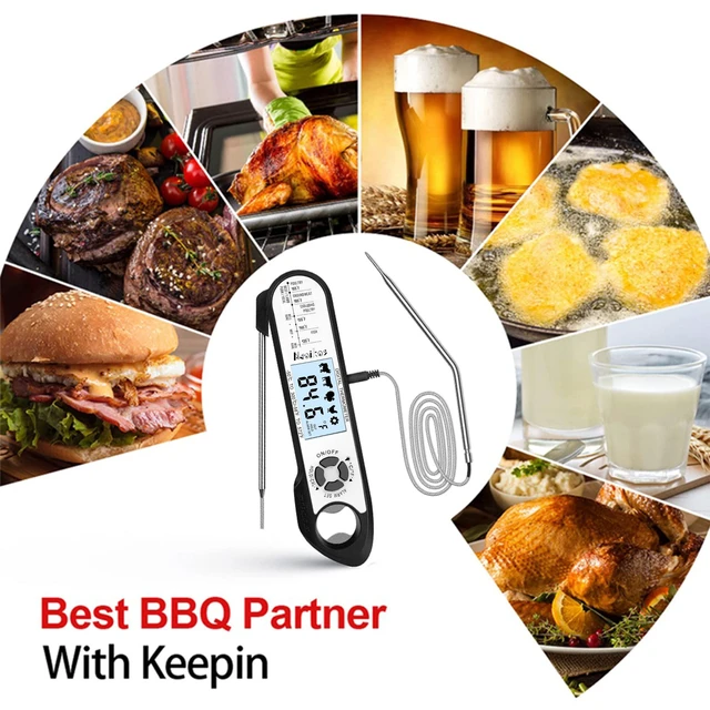 Alt view image 7 of 7 - Digital Meat Food Thermometer - 2~3S Instant Read Cooking Thermometer, Backlight, Built-in Magnet, Calibration, Foldable Probe for Kitchen Deep Fry BBQ Grill Roast Turkey