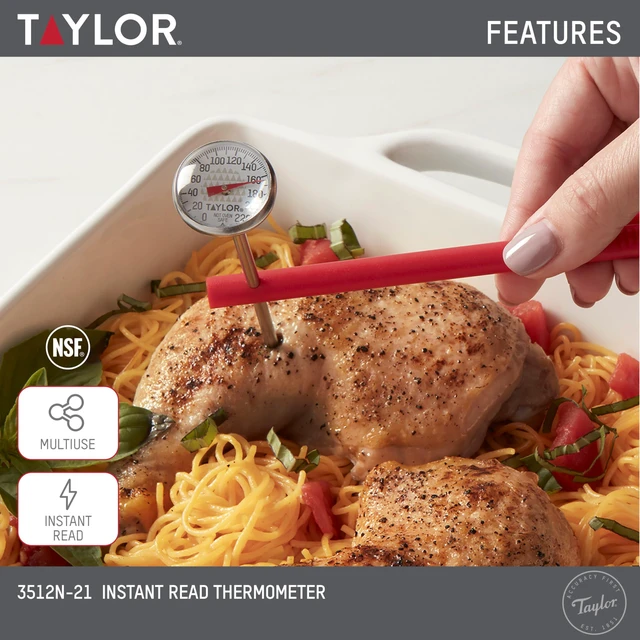 Alt view image 2 of 7 - Instant Read Analog Meat Food Grill BBQ Cooking Kitchen Thermometer with Red Pocket Sleeve Clip, 1 Inch Dial