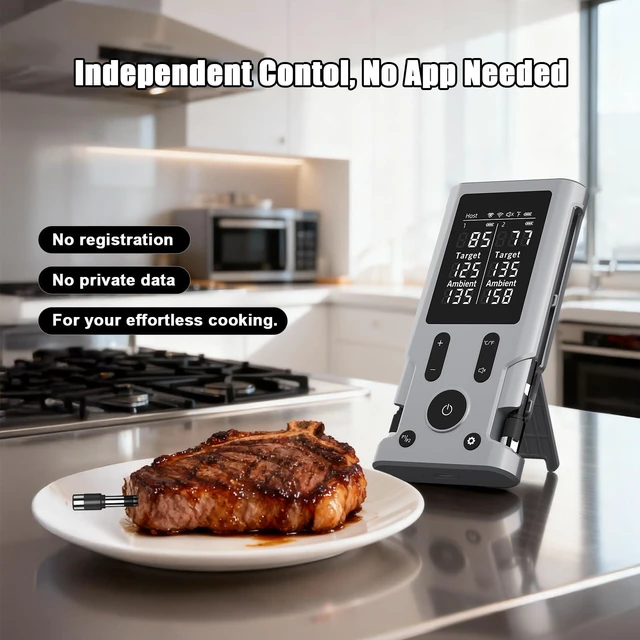 Alt view image 4 of 7 - Wireless Meat Thermometer Digital - Bluetooth Grill Food Thermometer, 0.5S Instant Read, NIST ±0.5 Accuracy for Kitchen BBQ, Oven, Smoker, Air Fryer