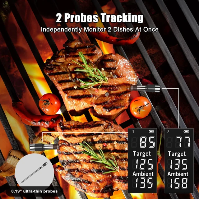 Alt view image 5 of 7 - Wireless Meat Thermometer Digital - Bluetooth Grill Food Thermometer, 0.5S Instant Read, NIST ±0.5 Accuracy for Kitchen BBQ, Oven, Smoker, Air Fryer