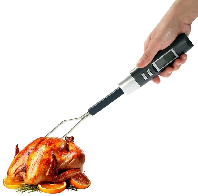 Main image of Digital BBQ Grill Thermometer Fork with 5.1in Stainless Steel Probe | Instant Read 16in Extra Long Design, Programmable Meat Thermometer for Grilling Steak, Chicken, Turkey, Pork