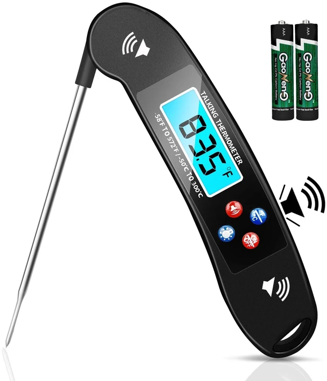 Main image of Digital Talking Thermometer for The Blind, Waterproof Instant Read Food Thermometer with Talking Function & Backlight, Meat Thermometer with Probe for Cooking and Grilling, and More