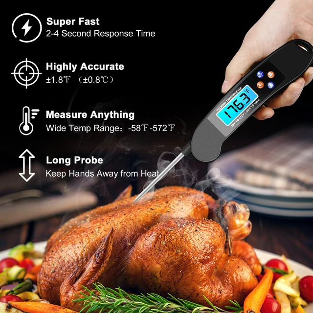 Alt view image 2 of 7 - 2PCS Digital Talking Thermometer for The Blind, Waterproof Instant Read Food Thermometer with Talking Function & Backlight, Meat Thermometer with Probe for Cooking and Grilling, and More