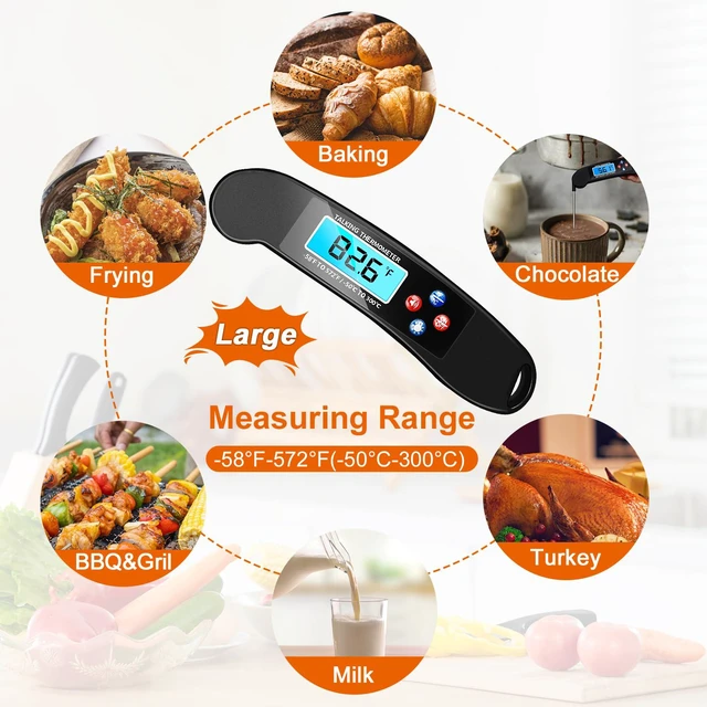 Alt view image 7 of 7 - Digital Talking Thermometer for The Blind, Waterproof Instant Read Food Thermometer with Talking Function & Backlight, Meat Thermometer with Probe for Cooking and Grilling, and More