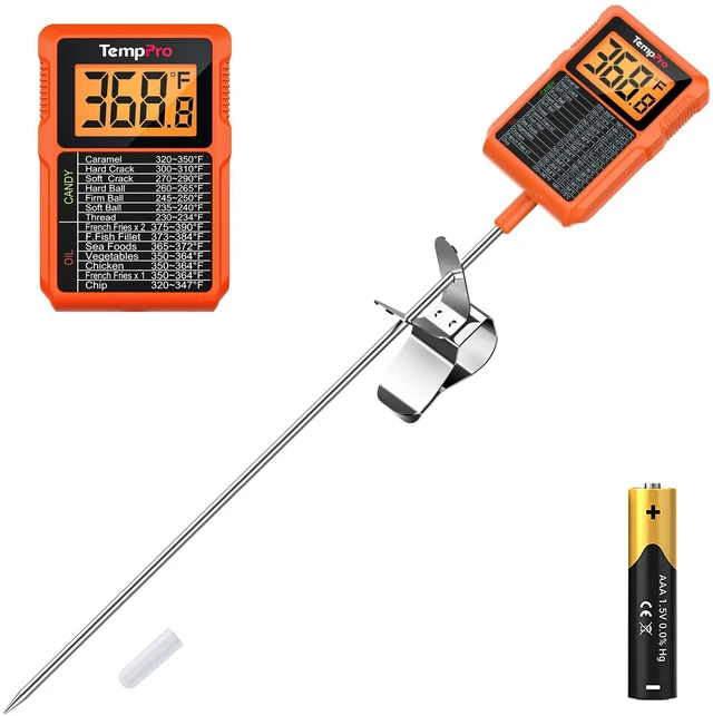 Main image of TempDip 1 Sec Digital Candy Thermometer with Pot Clip & 10" Probe | Waterproof Instant Read Deep Fryer Oil Thermometer, Cooking Meat Thermometer for Liquids, Grilling (Previously ThermoPro)