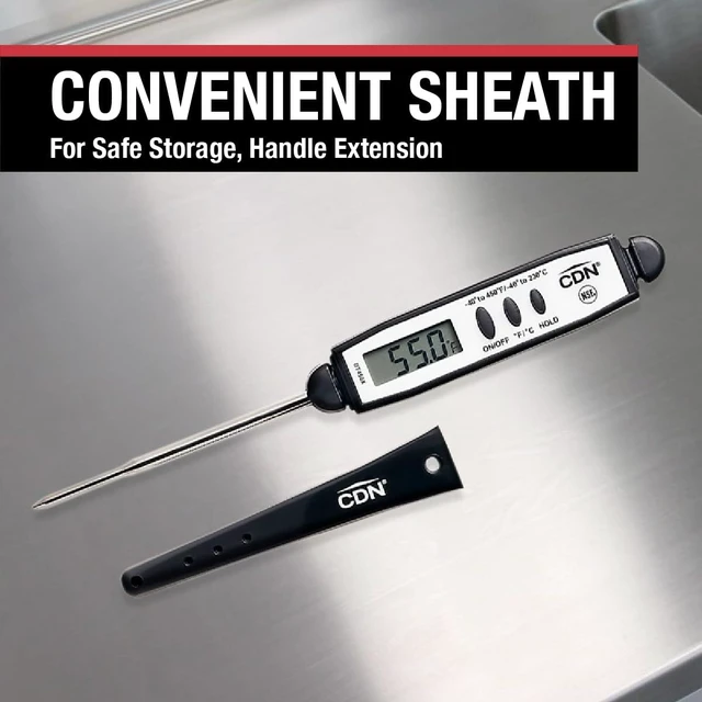 Alt view image 3 of 6 - Waterproof Digital Cooking Thermometer Instant Read 2.75" Stainless Shatterproof Ideal for Meat, Poultry, BBQ NSF Certified, Black (DT450X)