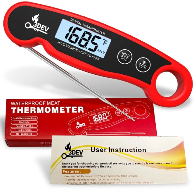 Main image of Digital Meat Thermometer with Backlight for Cooking | Instant Read, Waterproof Meat Thermometer | Grilling, BBQ, Smoker, Oven, Turkey and Kitchen