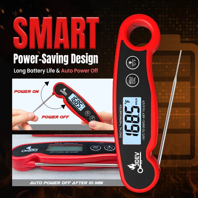 Alt view image 4 of 7 - Digital Meat Thermometer with Backlight for Cooking | Instant Read, Waterproof Meat Thermometer | Grilling, BBQ, Smoker, Oven, Turkey and Kitchen