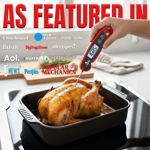 Alt view image 5 of 7 - Digital Meat Thermometer with Backlight for Cooking | Instant Read, Waterproof Meat Thermometer | Grilling, BBQ, Smoker, Oven, Turkey and Kitchen
