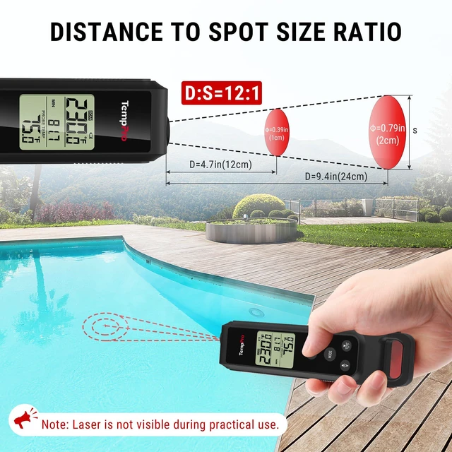 Alt view image 4 of 7 - TempScan 2-in-1 Infrared Thermometer Gun with Meat Probe, Black | Instant Read Thermometer for Grilling, Non-Contact Infrared Thermometer for Cooking Pizza Oven Griddle HVAC Pool AC Vent
