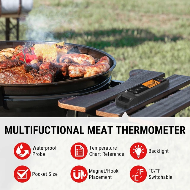 Alt view image 6 of 7 - TempScan 2-in-1 Infrared Thermometer Gun with Meat Probe, Black | Instant Read Thermometer for Grilling, Non-Contact Infrared Thermometer for Cooking Pizza Oven Griddle HVAC Pool AC Vent