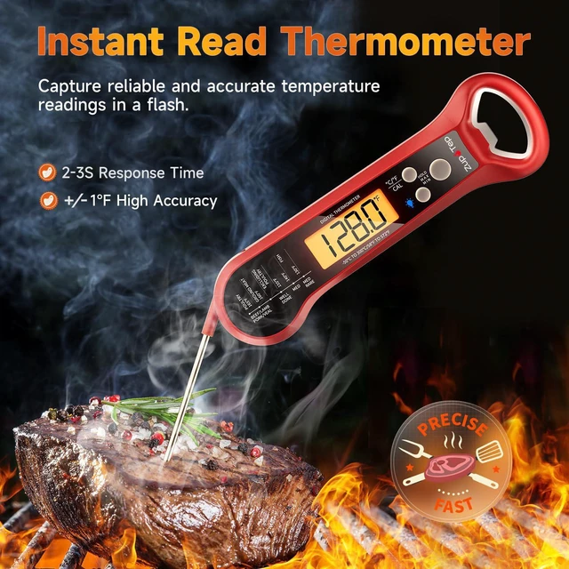 Alt view image 2 of 7 - Meat Thermometer Digital Instant Read Food Thermometer for Cooking with Long Probe and Backlit Display, Fast Accurate Temperature for Grill, BBQ, Smoker, Candy, Kitchen Essentials