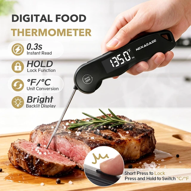 Alt view image 2 of 7 - Meat Thermometer Digital 0.3s Instant Read Food Thermometer ±0.5 Accuracy | Grill Thermometer USB Rechargeable,IPX6 Waterproof,Cooking Thermometer, Baking Gifts for Men Women Candy Brewing BBQ Lovers